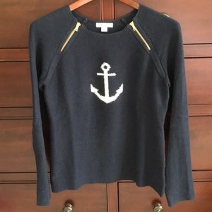 Nautica knit sweater navy with white anchor motif